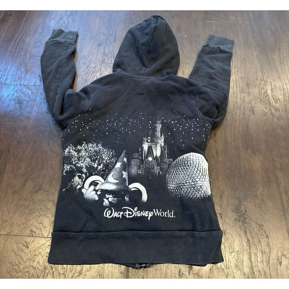 Walt Disney World Black Zip Up Hoodie, Four Disney Parks